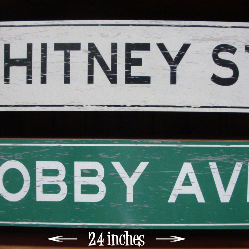 Custom, Personalized, Metal Street Sign. Vintage Green or White.