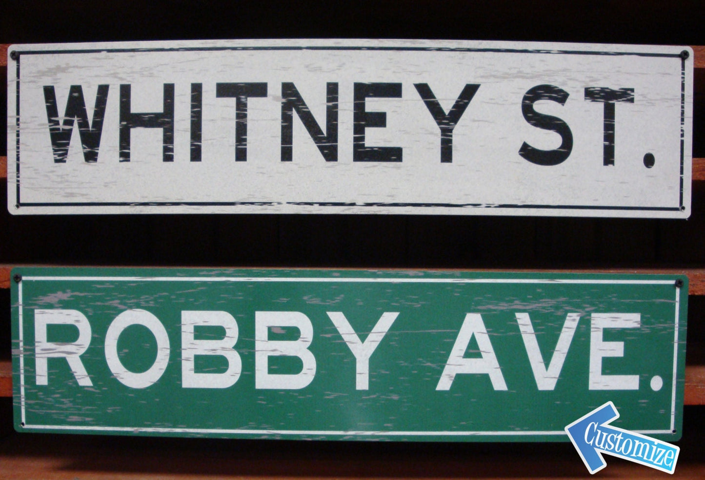 Custom, Personalized, Metal Street Sign. Vintage Green or White.