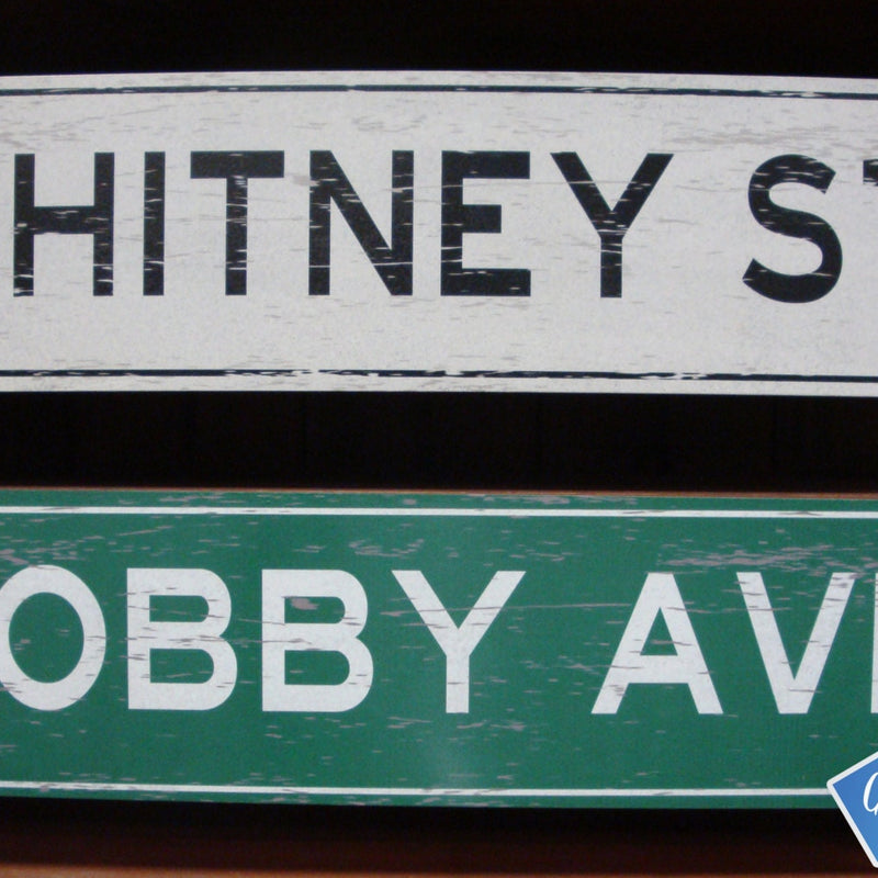 Custom, Personalized, Metal Street Sign. Vintage Green or White.