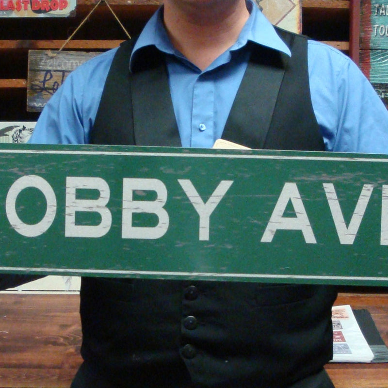 Custom, Personalized, Metal Street Sign. Vintage Green or White.