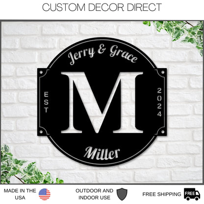 Initial Sign, Name sign, Personalized Family Sign, Last name Sign, Family,  Metal sign, Wedding Gift, Wedding Sign, Housewarming Gift, Metal