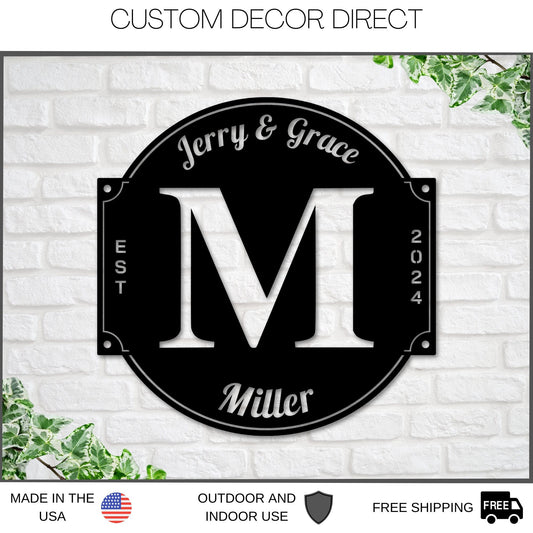Initial Sign, Name sign, Personalized Family Sign, Last name Sign, Family,  Metal sign, Wedding Gift, Wedding Sign, Housewarming Gift, Metal