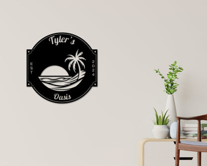 Last name sign, Beach House Sign,  Personalized Sign, Name and Palm Trees, Palm Tree Sign, Beach Decor, Front door, Tropical Patio Pool Sign