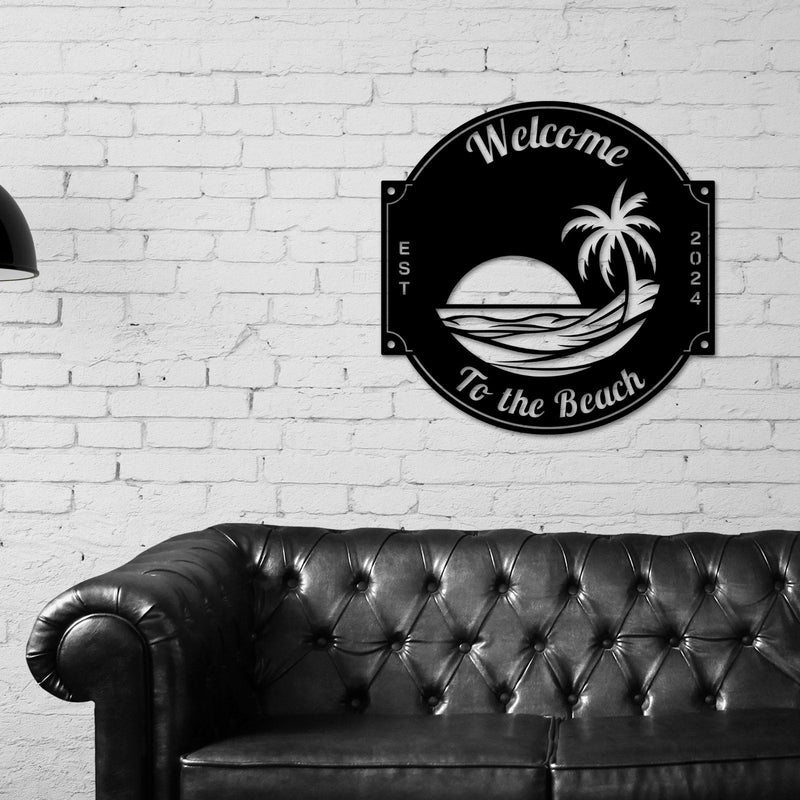 Last name sign, Beach House Sign,  Personalized Sign, Name and Palm Trees, Palm Tree Sign, Beach Decor, Front door, Tropical Patio Pool Sign
