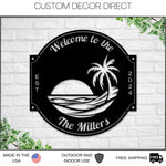Pool Sign, Metal Pool Sign, Beach House Sign,  Personalized pool, Palm Trees, Beach Decor, Front door, Tropical Patio Pool Sign, Patio metal