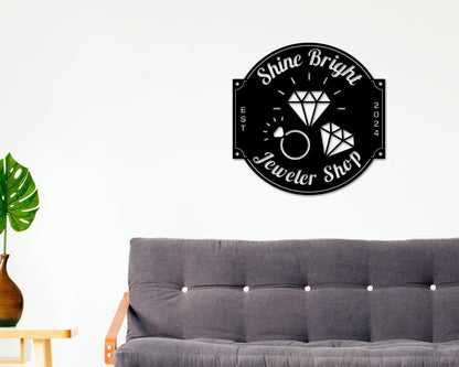 Jewelry Shop Sign, Personalized Jeweler Sign, Gift for Jeweler, Jewelry Shop Decor, Jewelry Business Sign, Personalized Jewelry Metal Sign