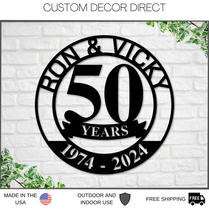 50th Anniversary Sign, Metal Anniversary Sign, Golden Anniversary, 50 Year Anniversary Gift, Wedding Anniversary Metal Wall Art, Celebration