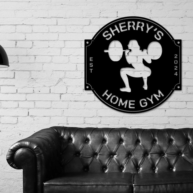 Personalized Women's Gym Sign, women's Fitness Sign, Custom Metal Gym Sign, Home Gym, Kettlebell Sign, Weights, Cross Fit Sign, Barbell Sign