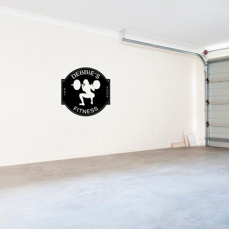 Personalized Women's Gym Sign, women's Fitness Sign, Custom Metal Gym Sign, Home Gym, Kettlebell Sign, Weights, Cross Fit Sign, Barbell Sign