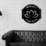 Yoga Metal Sign, Personalized Yoga Sign, Yoga Studio Decor, Lotus Flower sign , Yoga Room Name Sign, Mother's Day Gift, Gift for Her, Zen