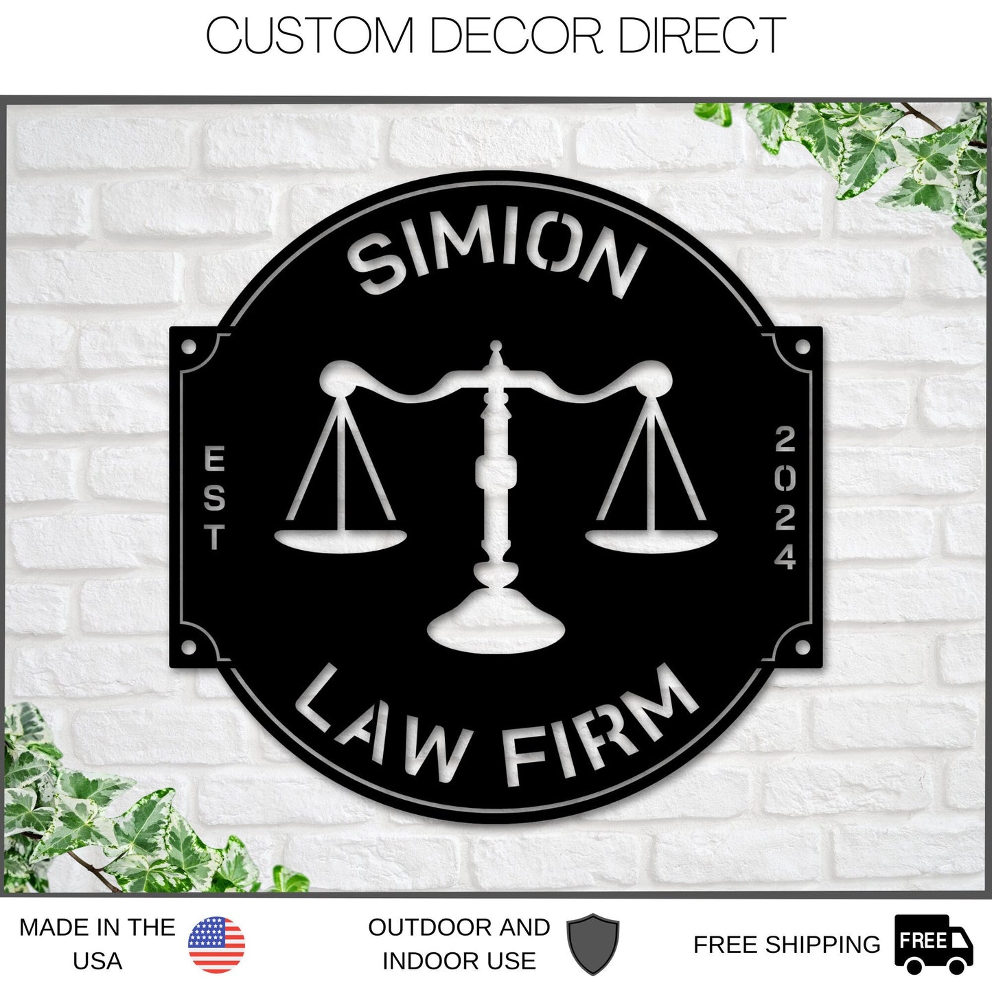 Custom Law Office Sign, Personalized Lawyer Sign, Lawyer Gift, Attorney Metal Sign, Law Student Gift, Judge Gift, Law Firm Office Decor