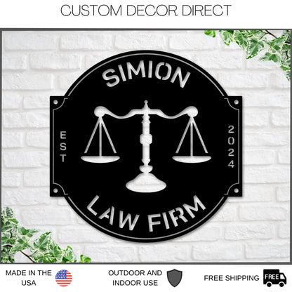 Custom Law Office Sign, Personalized Lawyer Sign, Lawyer Gift, Attorney Metal Sign, Law Student Gift, Judge Gift, Law Firm Office Decor
