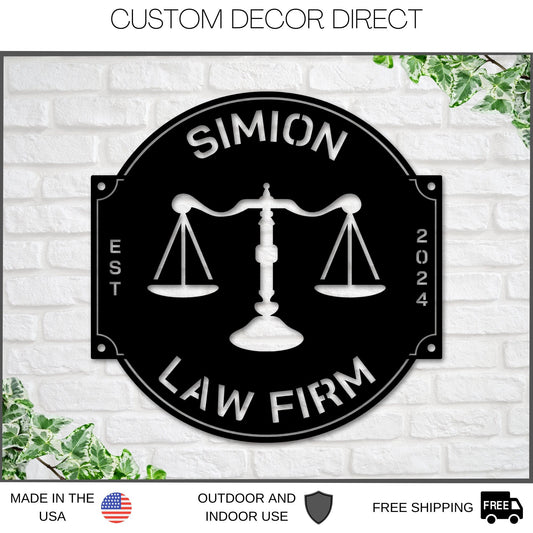 Custom Law Office Sign, Personalized Lawyer Sign, Lawyer Gift, Attorney Metal Sign, Law Student Gift, Judge Gift, Law Firm Office Decor