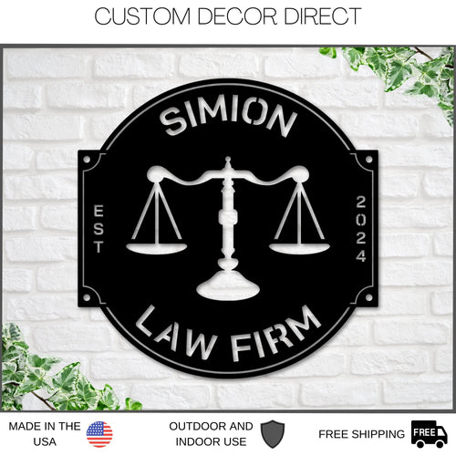 Custom Law Office Sign, Personalized Lawyer Sign, Lawyer Gift, Attorney Metal Sign, Law Student Gift, Judge Gift, Law Firm Office Decor