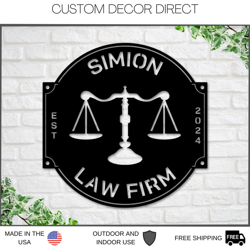 Custom Law Office Sign, Personalized Lawyer Sign, Lawyer Gift, Attorney Metal Sign, Law Student Gift, Judge Gift, Law Firm Office Decor