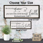 Saved by Grace through Faith - Wood Sign - Framed