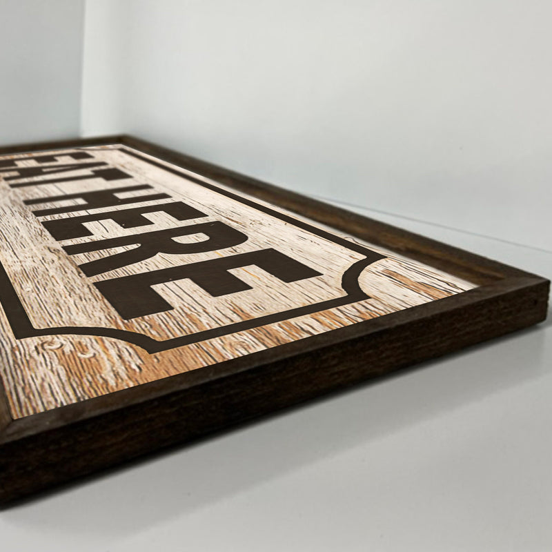 Eat Here - Rustic Farmhouse Wood Framed Sign