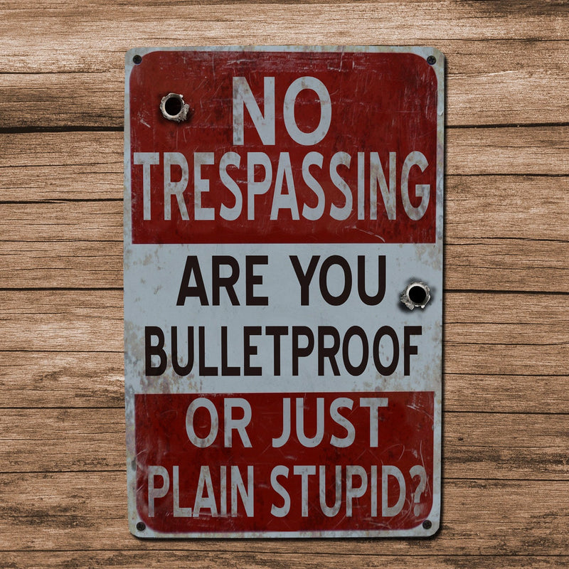 No Trespassing vintage metal sign