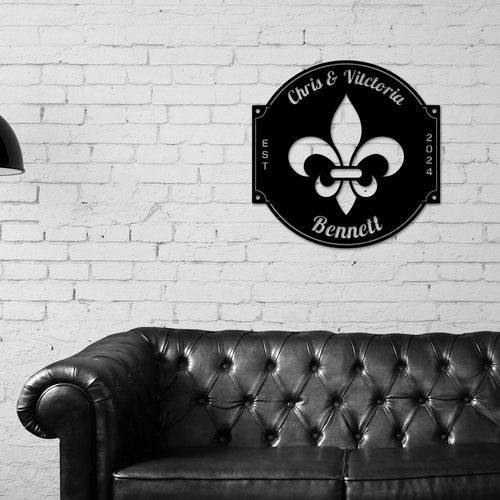Fleur De Lis Sign, Metal Fleur De Lis, Fleur De Lis Customized Sign, Personalized Fleur De Lis, Last Name Sign, Fleur-De-Lis Circle, Decor