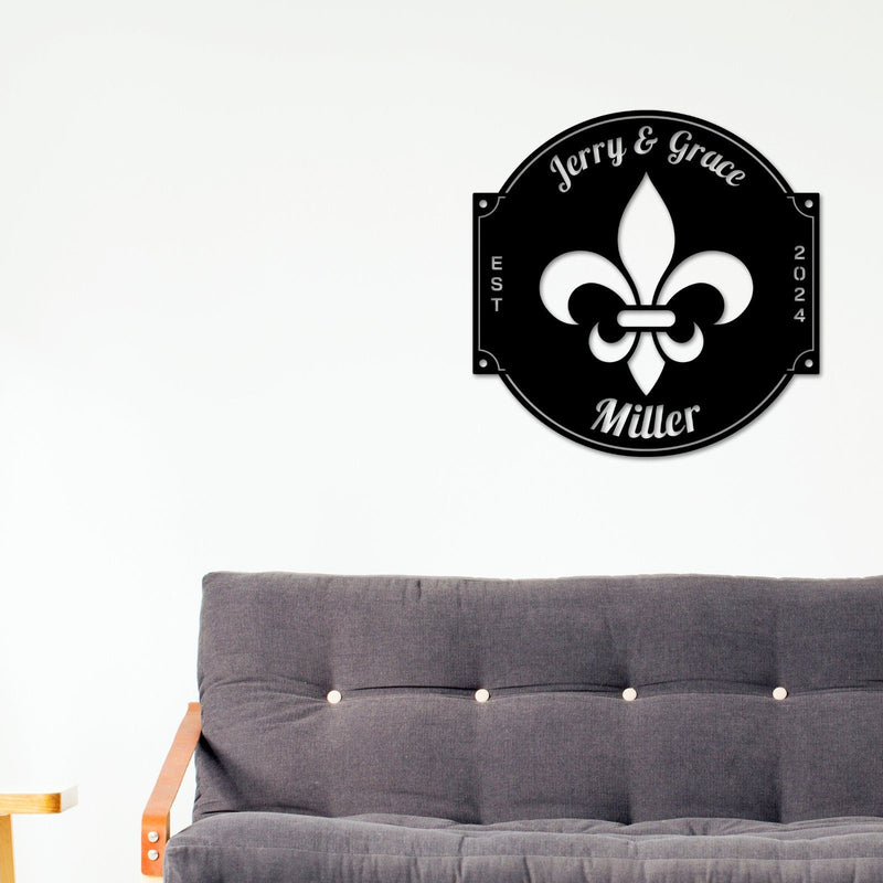 Fleur De Lis Sign, Metal Fleur De Lis, Fleur De Lis Customized Sign, Personalized Fleur De Lis, Last Name Sign, Fleur-De-Lis Circle, Decor