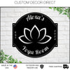 Yoga Metal Sign, Personalized Yoga Sign, Yoga Studio Decor, Lotus Flower sign , Yoga Room Name Sign, Mother's Day Gift, Gift for Her, Zen