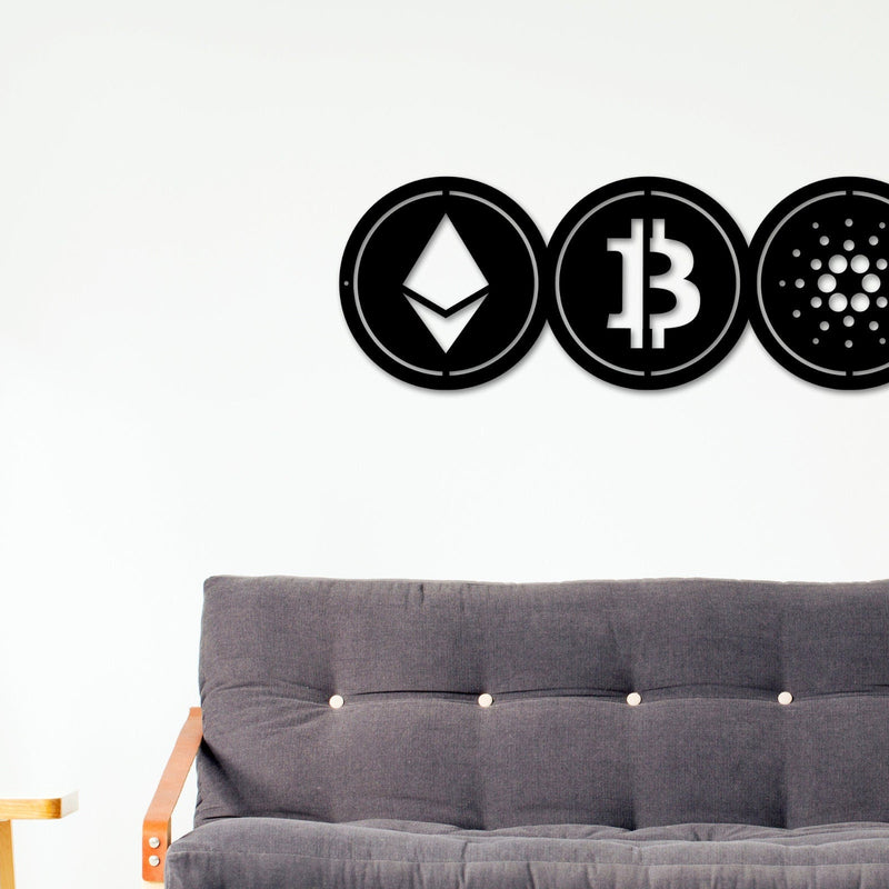 Crypto Coin Sign, Metal Crypto Currency Decor. Crypto Decor, Choose 3 Crypto Coins, Custom Crypto Sign, Cryptocurrency Collectables, BTC ETH