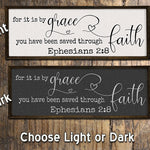 Saved by Grace through Faith - Wood Sign - Framed