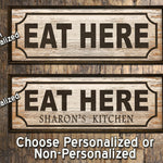 Eat Here - Retro Food Sign - Rustic Farmhouse Wood Framed Sign