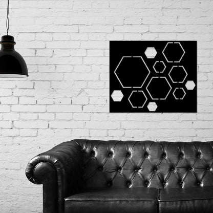 Abstract Metal Wall Art, Hexagon Wall Art, Bee Hive Honey Comb Art, Metal Wall Art, Home Decor, Minimalist Line Art, Home Office