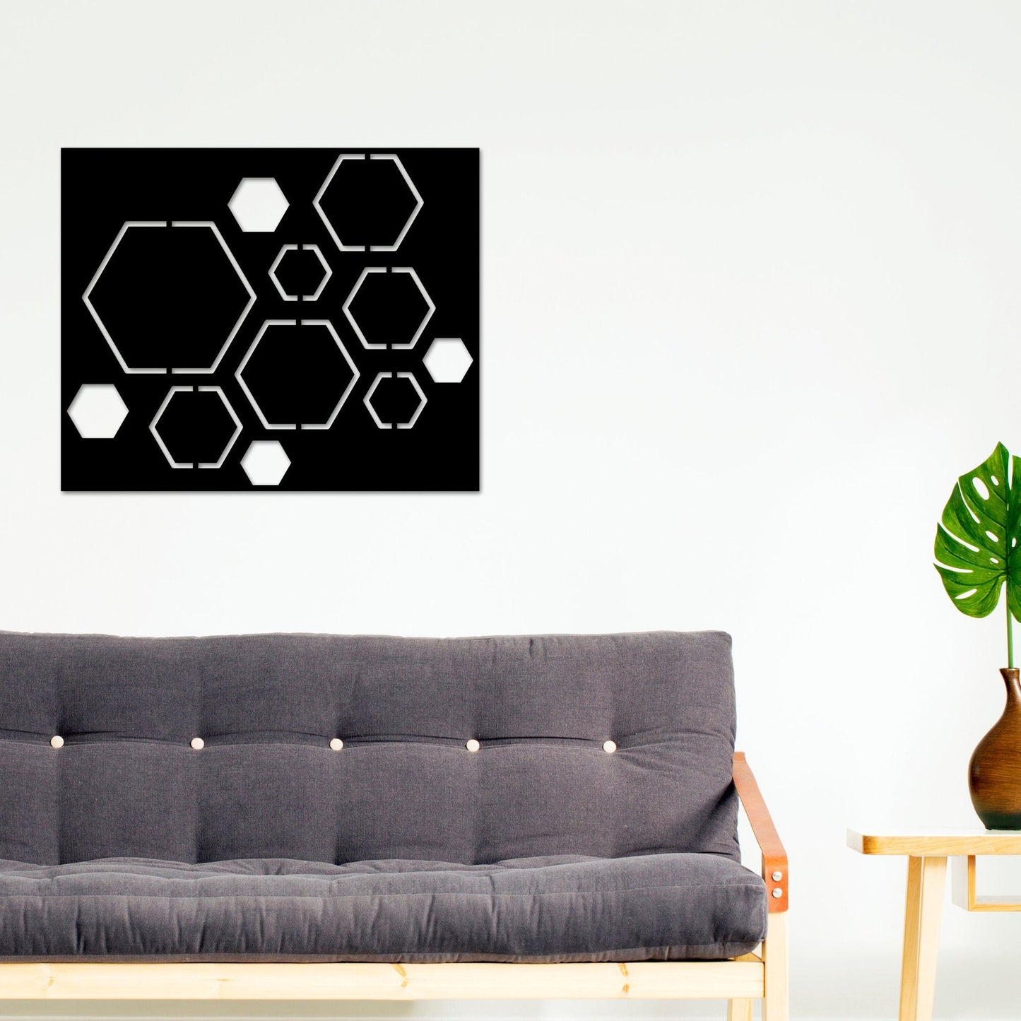 Abstract Metal Wall Art, Hexagon Wall Art, Bee Hive Honey Comb Art, Metal Wall Art, Home Decor, Minimalist Line Art, Home Office