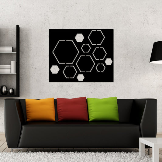 Abstract Metal Wall Art, Hexagon Wall Art, Bee Hive Honey Comb Art, Metal Wall Art, Home Decor, Minimalist Line Art, Home Office