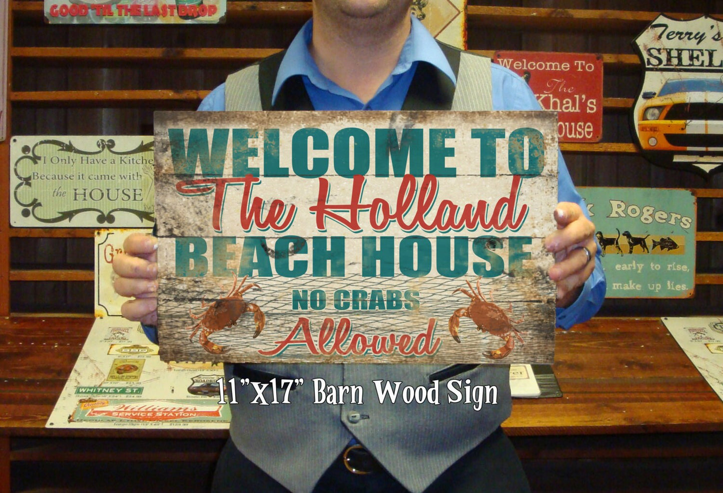 Custom Personalized Beach House Sign, Rustic Barn Wood