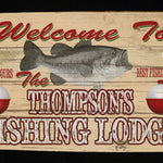 Custom, Personalized Fishing Lodge Barn Wood Sign
