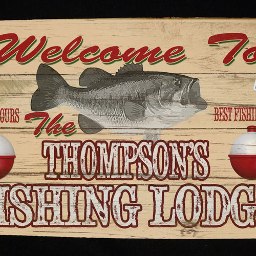 Custom, Personalized Fishing Lodge Barn Wood Sign