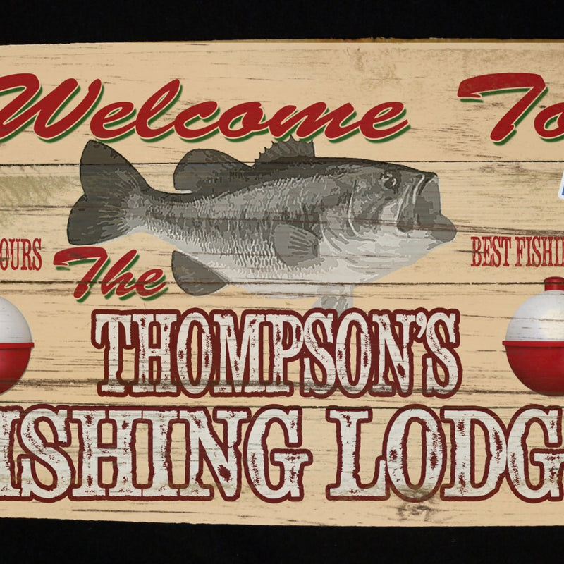 Custom, Personalized Fishing Lodge Barn Wood Sign