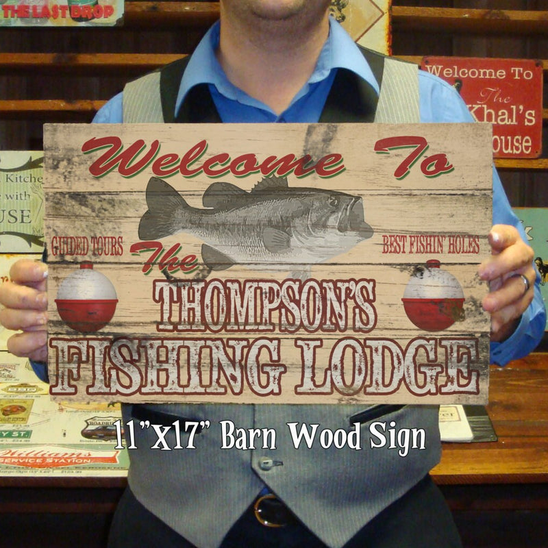 Custom, Personalized Fishing Lodge Barn Wood Sign