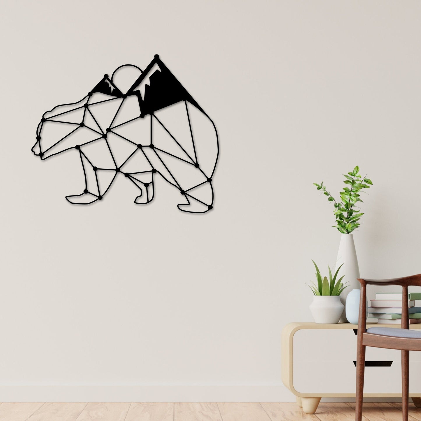 Geometric Bear Mountain Wall Art Metal, Geometric Wall Decor, Bear Mountain Range, Forest Wall Art, Living Room Wall art, Modern Art, Simple
