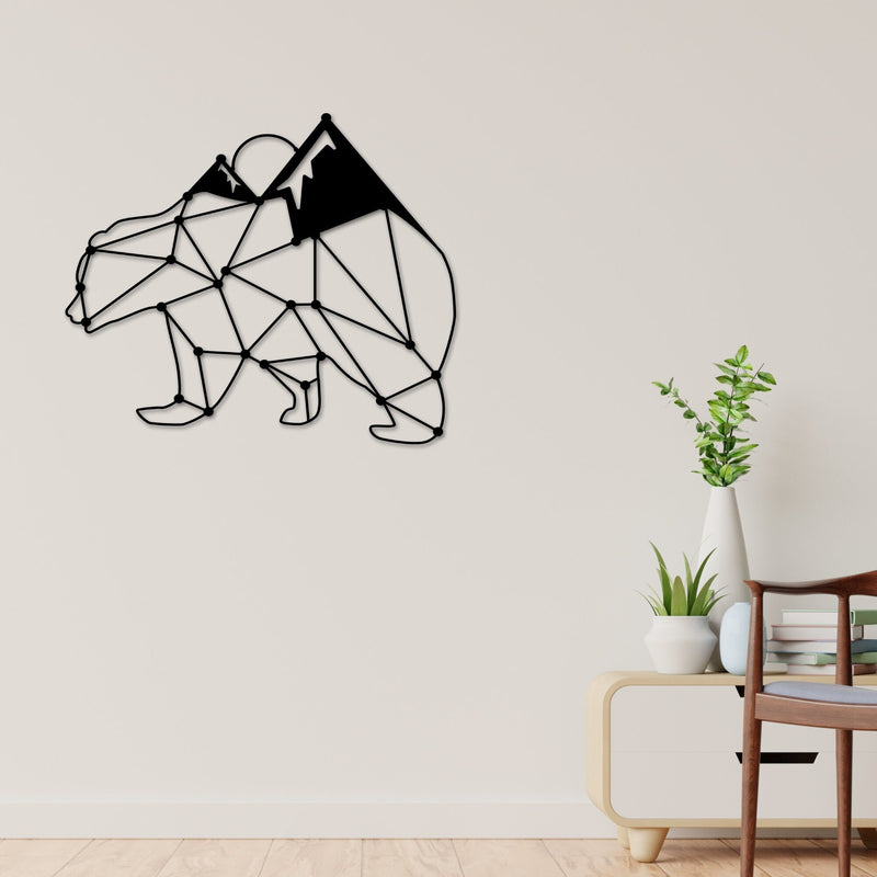 Geometric Bear Mountain Wall Art Metal, Geometric Wall Decor, Bear Mountain Range, Forest Wall Art, Living Room Wall art, Modern Art, Simple