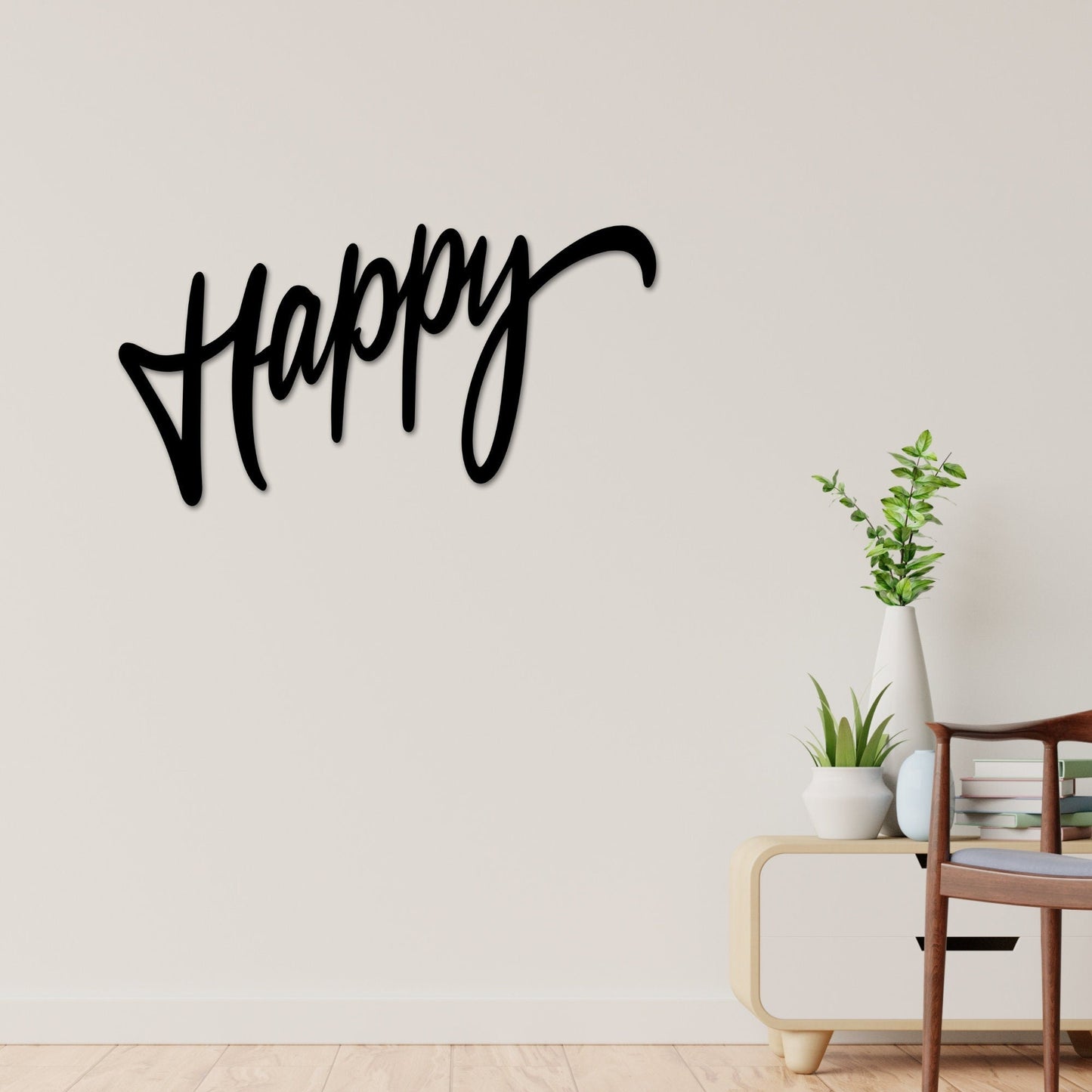 Happy Wall art, Word Wall art, Metal Words, Words Decor, Happy, Happy Decor,