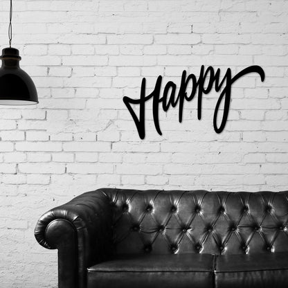 Happy Wall art, Word Wall art, Metal Words, Words Decor, Happy, Happy Decor,