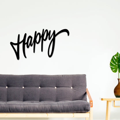 Happy Wall art, Word Wall art, Metal Words, Words Decor, Happy, Happy Decor,