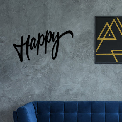 Happy Wall art, Word Wall art, Metal Words, Words Decor, Happy, Happy Decor,