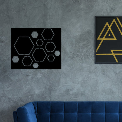 Abstract Metal Wall Art, Hexagon Wall Art, Bee Hive Honey Comb Art, Metal Wall Art, Home Decor, Minimalist Line Art, Home Office