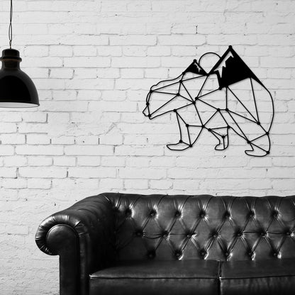Geometric Bear Mountain Wall Art Metal, Geometric Wall Decor, Bear Mountain Range, Forest Wall Art, Living Room Wall art, Modern Art, Simple