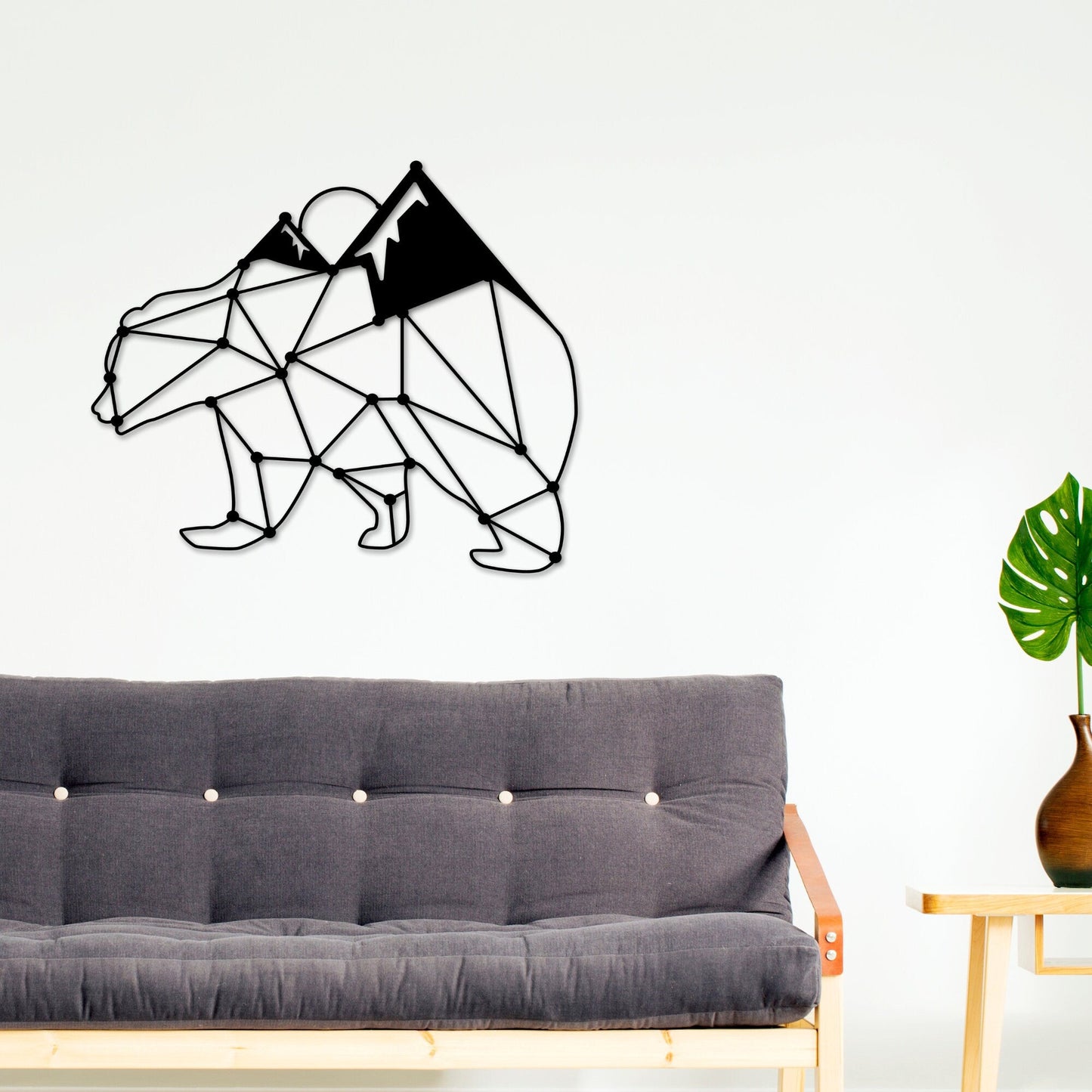 Geometric Bear Mountain Wall Art Metal, Geometric Wall Decor, Bear Mountain Range, Forest Wall Art, Living Room Wall art, Modern Art, Simple
