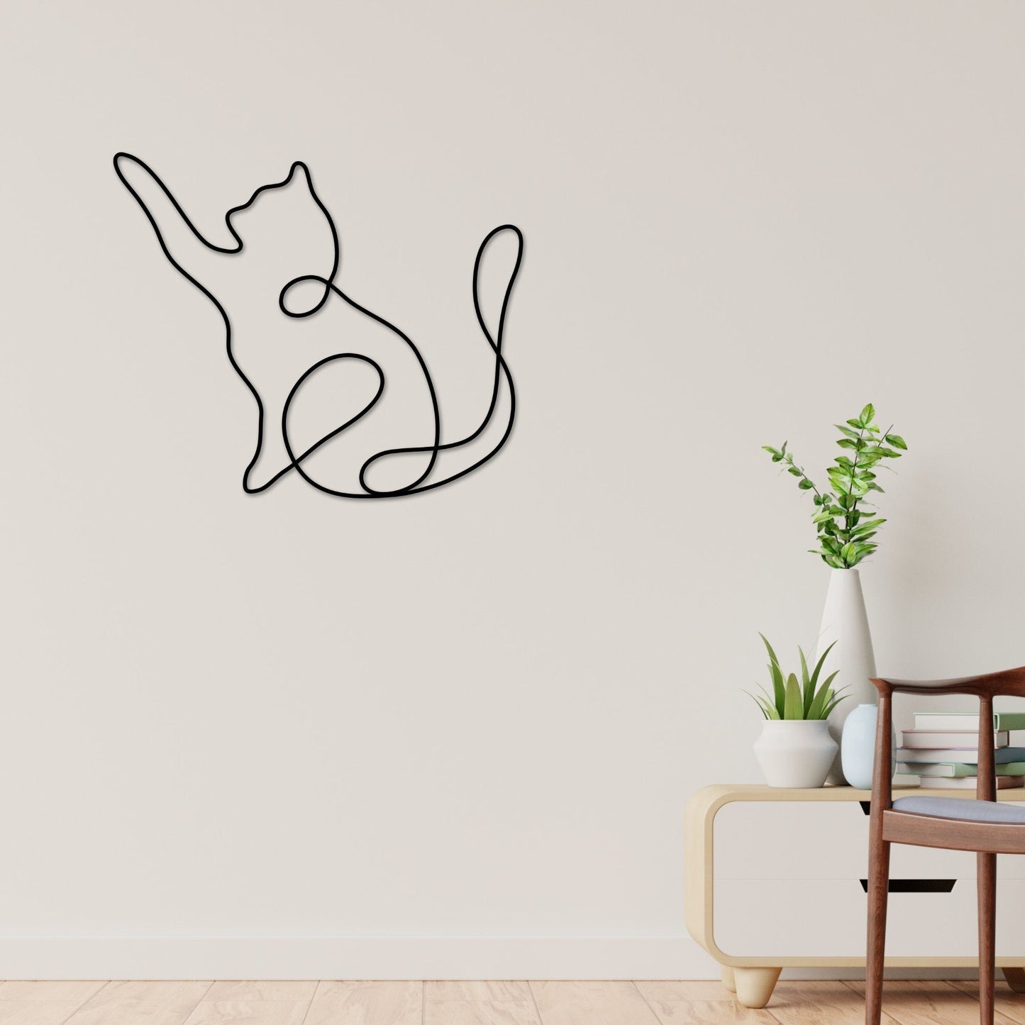 Cat Metal Wall Art, Cat Line Art, Animal Line Metal Art, Modern Metal Art, Metal Wall Art, Farmhouse Decor, One Line Art