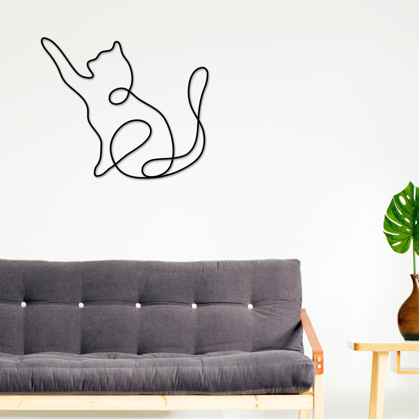 Cat Metal Wall Art, Cat Line Art, Animal Line Metal Art, Modern Metal Art, Metal Wall Art, Farmhouse Decor, One Line Art