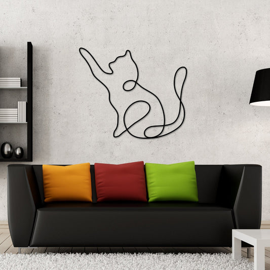 Cat Metal Wall Art, Cat Line Art, Animal Line Metal Art, Modern Metal Art, Metal Wall Art, Farmhouse Decor, One Line Art