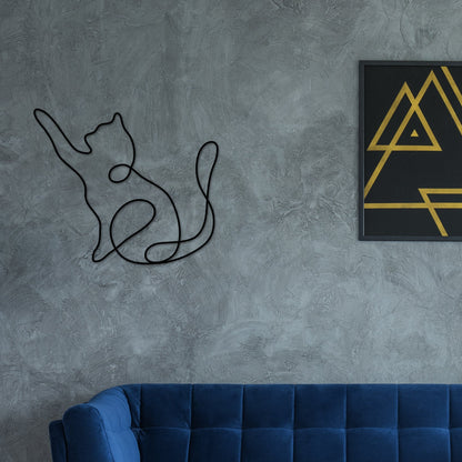 Cat Metal Wall Art, Cat Line Art, Animal Line Metal Art, Modern Metal Art, Metal Wall Art, Farmhouse Decor, One Line Art