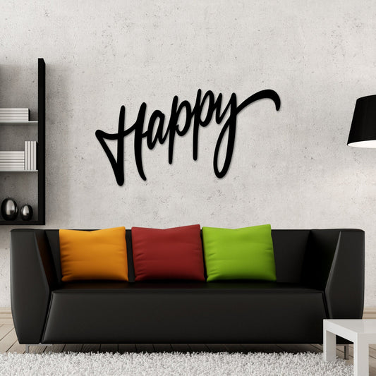 Happy Wall art, Word Wall art, Metal Words, Words Decor, Happy, Happy Decor,